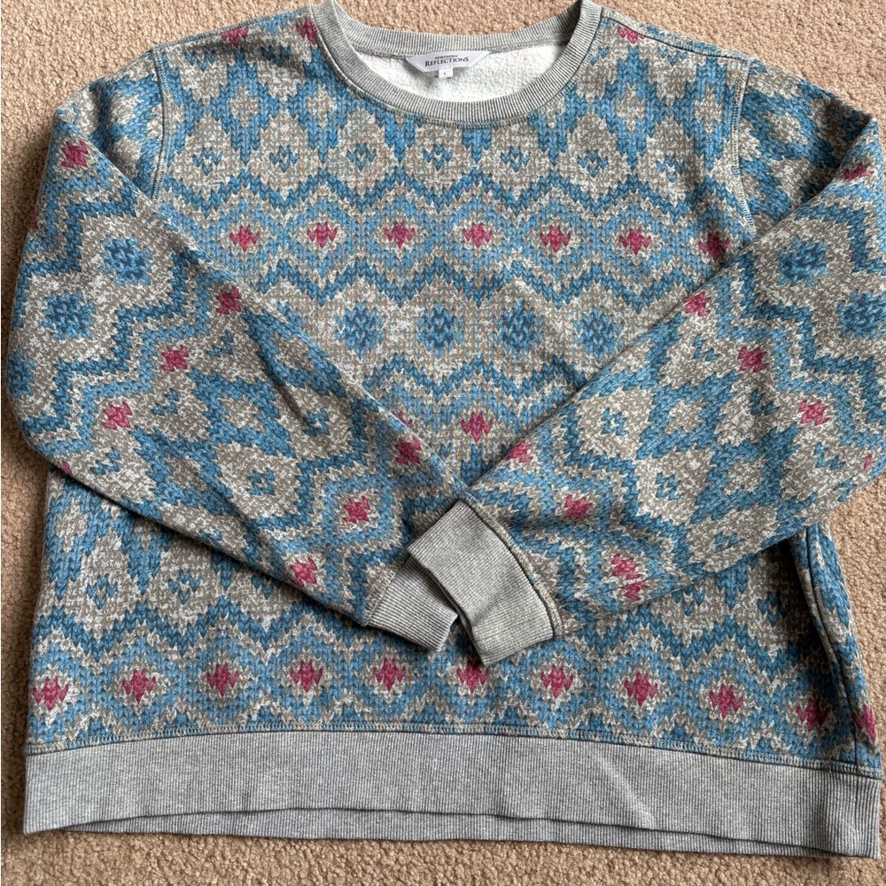 Northern Reflections Geometric Sweater - Blue and Red
